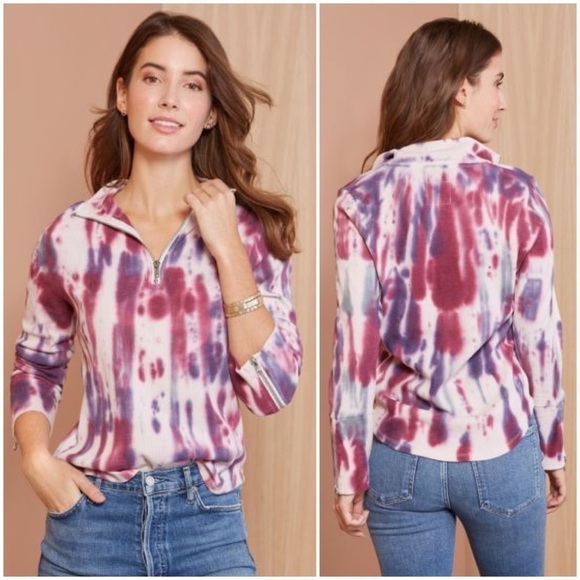 nwt // chaser tie dye ribbed quarter zip pullover - Picture 1 of 12